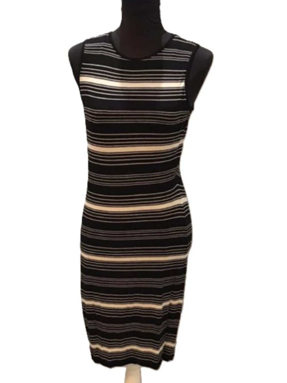 Vince Camuto Sleeveless Black & White Stripe Ponte Dress XS NWT $99